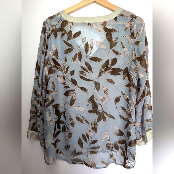 Nile (Swiss Brand) Silk Floral Burnout Velvet Grey Blue Size M - Picture 13 of 14